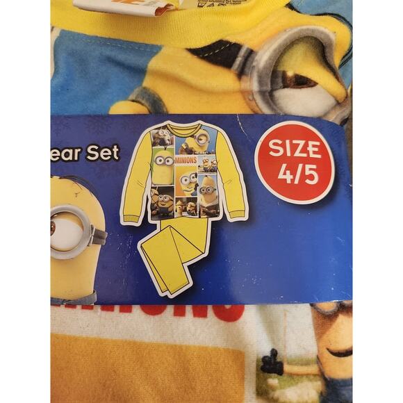 Minions Flannel Pajamas‎ Sleepwear Set Size 4 / 5 block Minion Boys 2 Pcs New - Picture 3 of 9